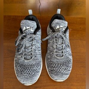 Athletic Propulsion Labs Women’s Gray speckled Black and White Knit Sneakers